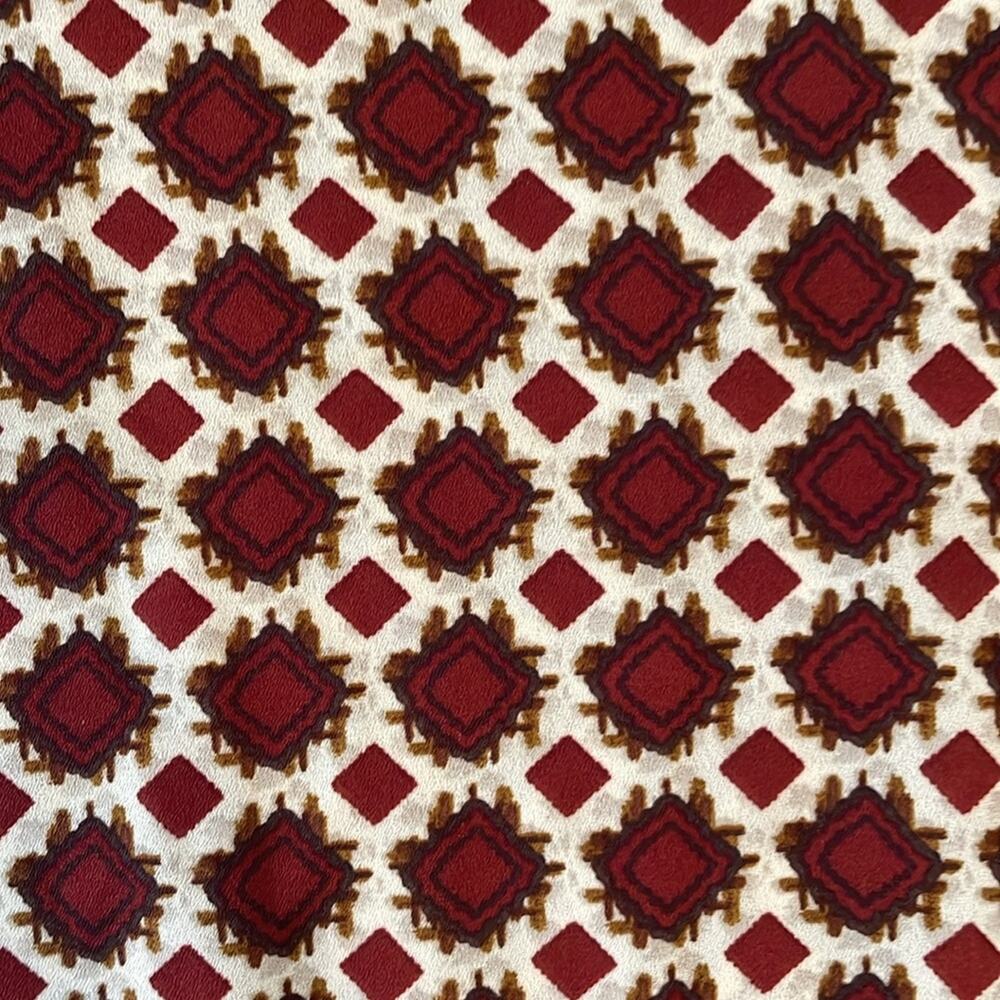 Roz & Ali Womens Blouse Large Geometric Diamond Red Cream 3/4 Length Sleeve - Picture 3 of 9